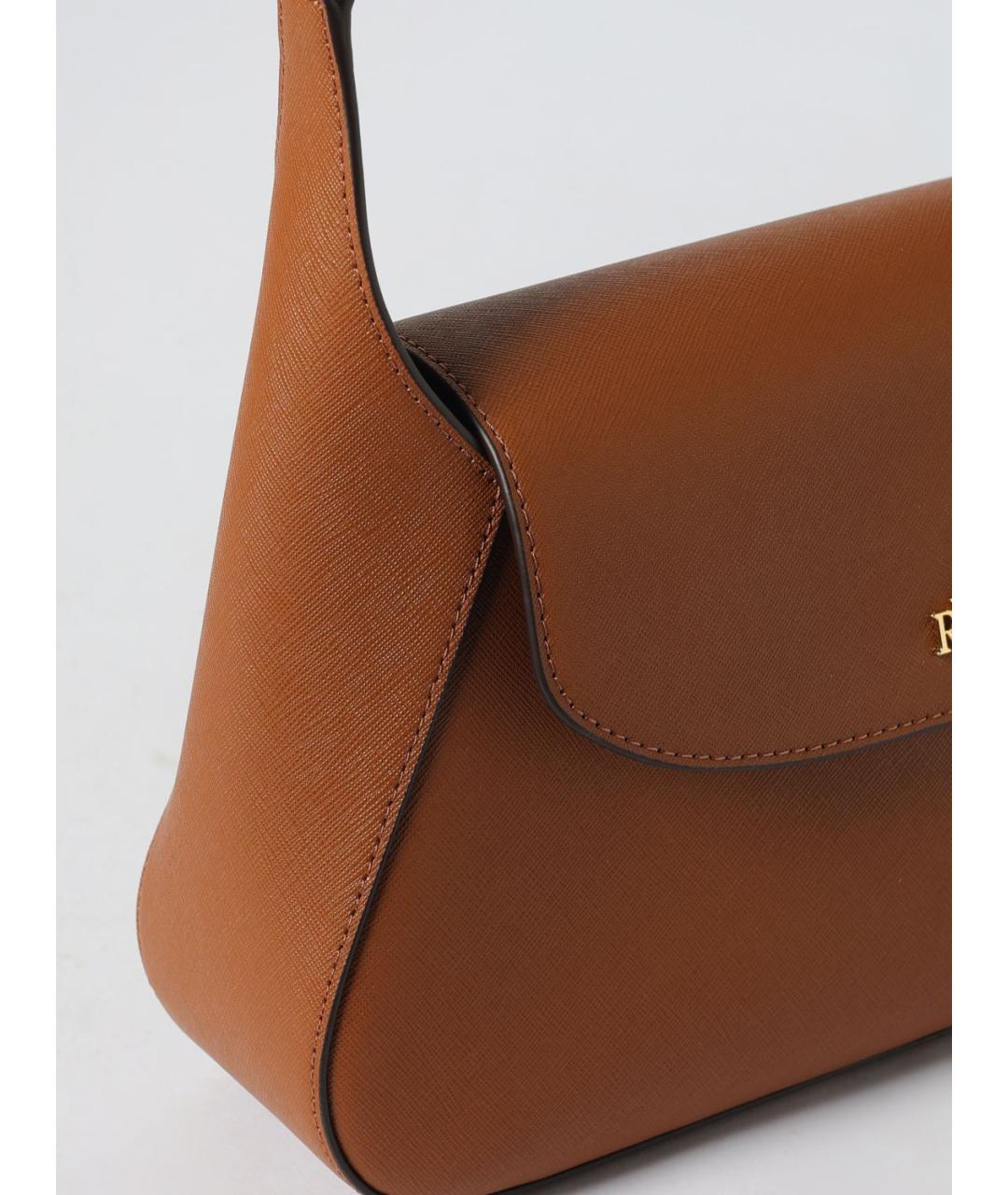 RALPH LAUREN Коричневая кожаная сумка через плечо, фото 3