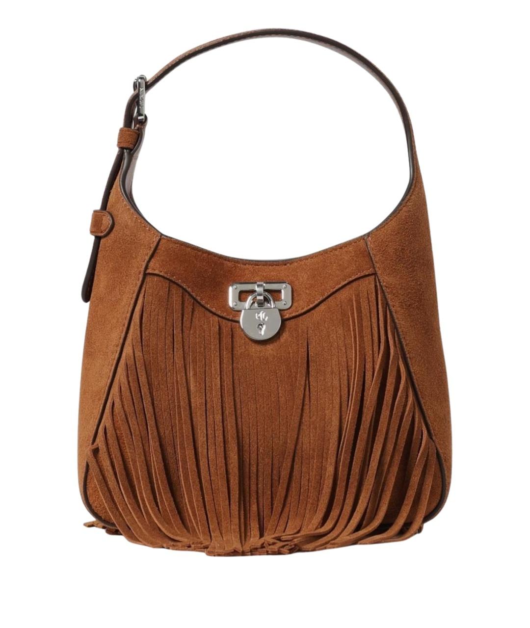 RALPH LAUREN Коричневая замшевая сумка через плечо, фото 1