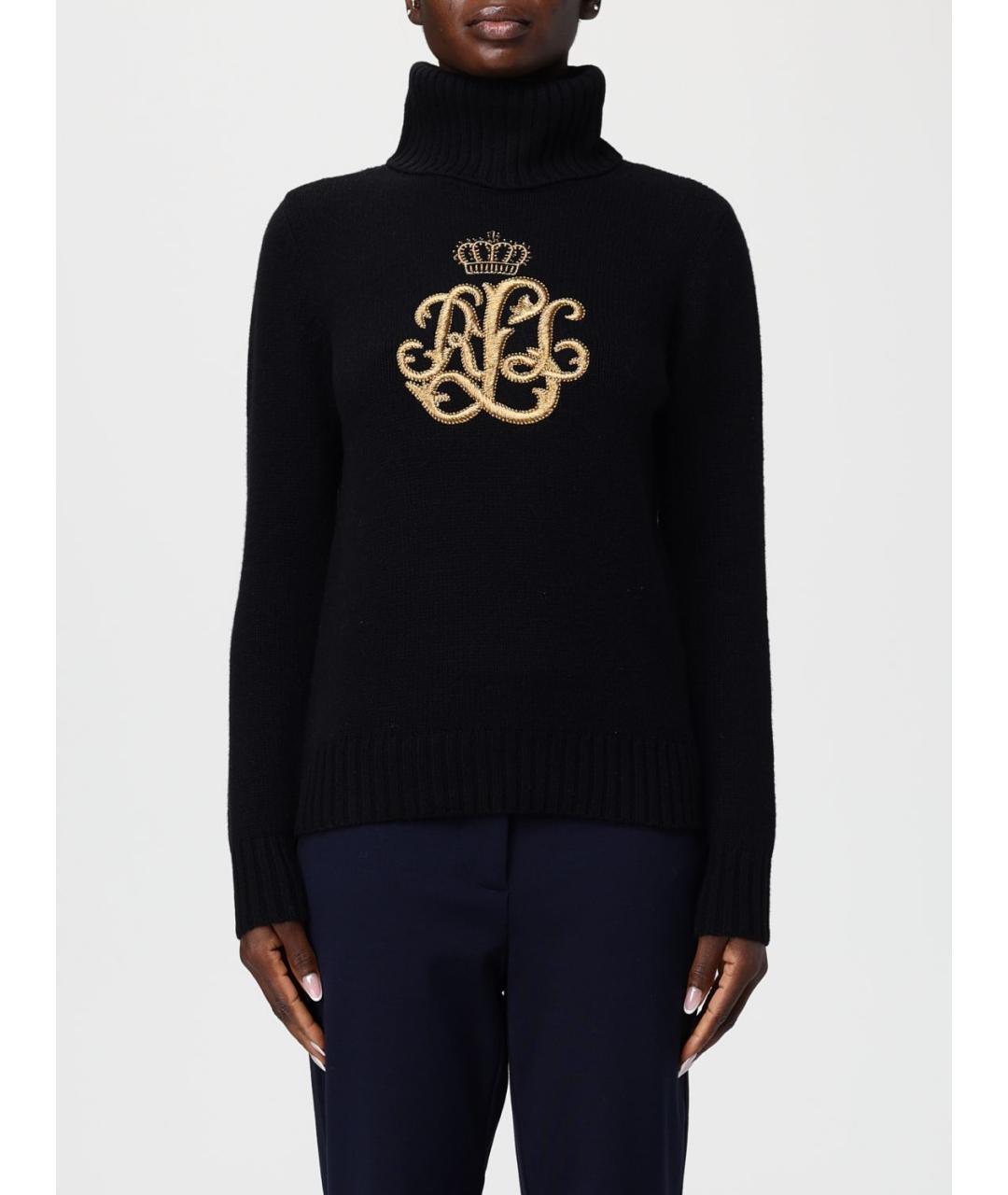 RALPH LAUREN Черный шерстяной джемпер / свитер, фото 4