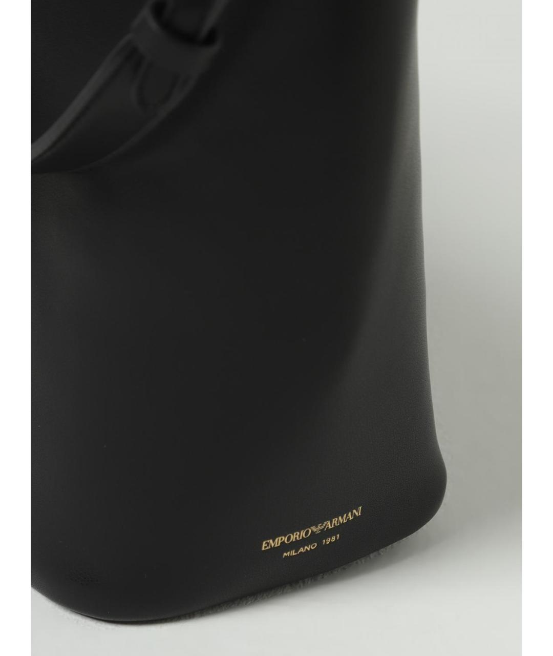 EMPORIO ARMANI Черная кожаная сумка через плечо, фото 3