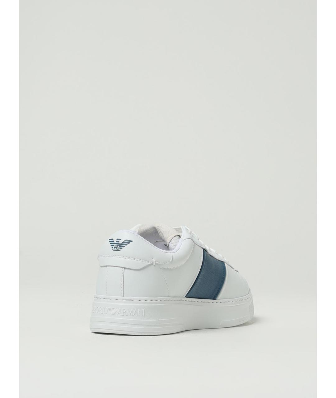 EMPORIO ARMANI Белые кожаные низкие кроссовки / кеды, фото 3