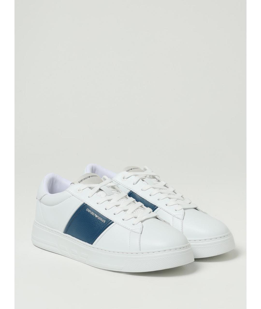 EMPORIO ARMANI Белые кожаные низкие кроссовки / кеды, фото 2