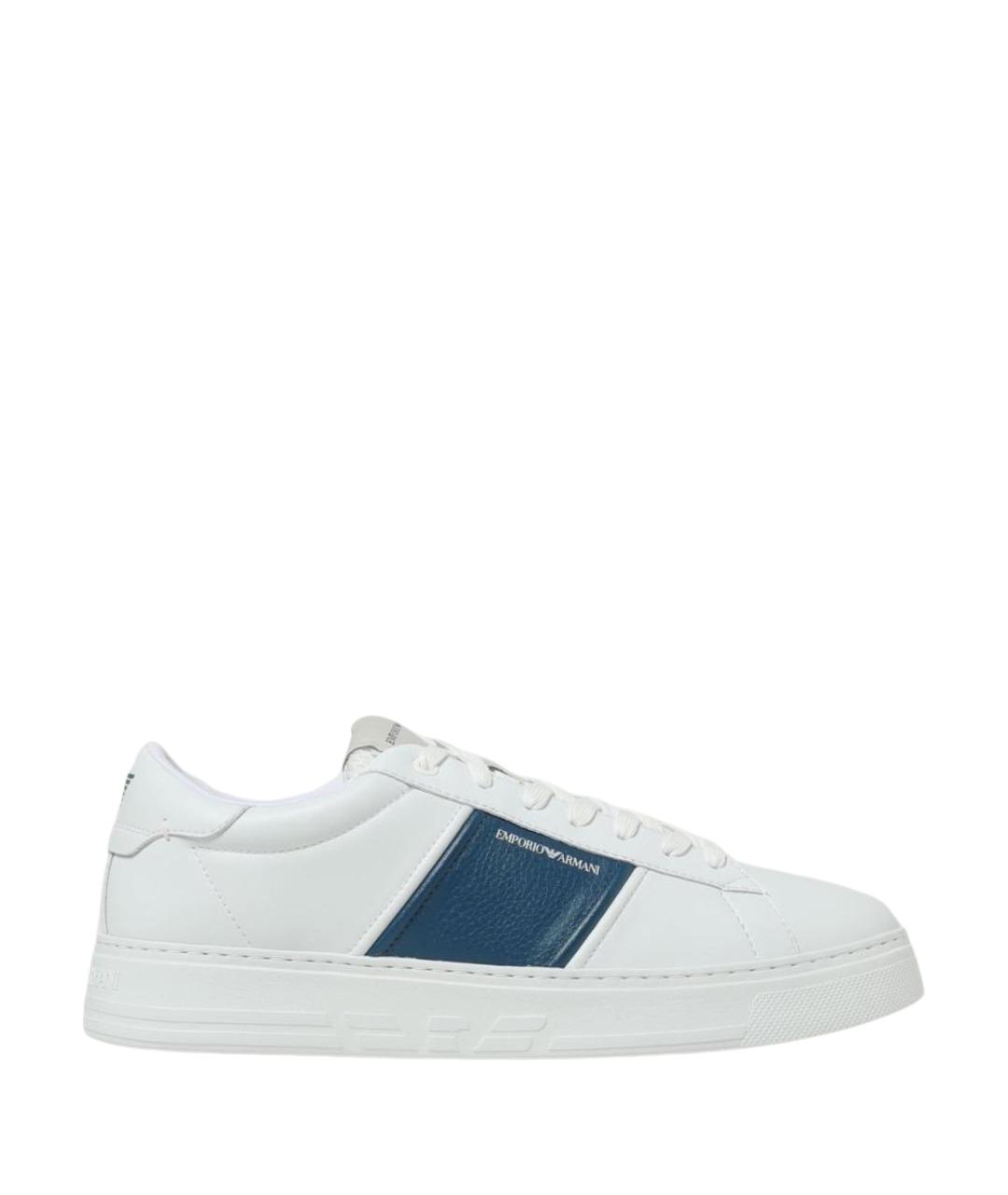 EMPORIO ARMANI Белые кожаные низкие кроссовки / кеды, фото 1