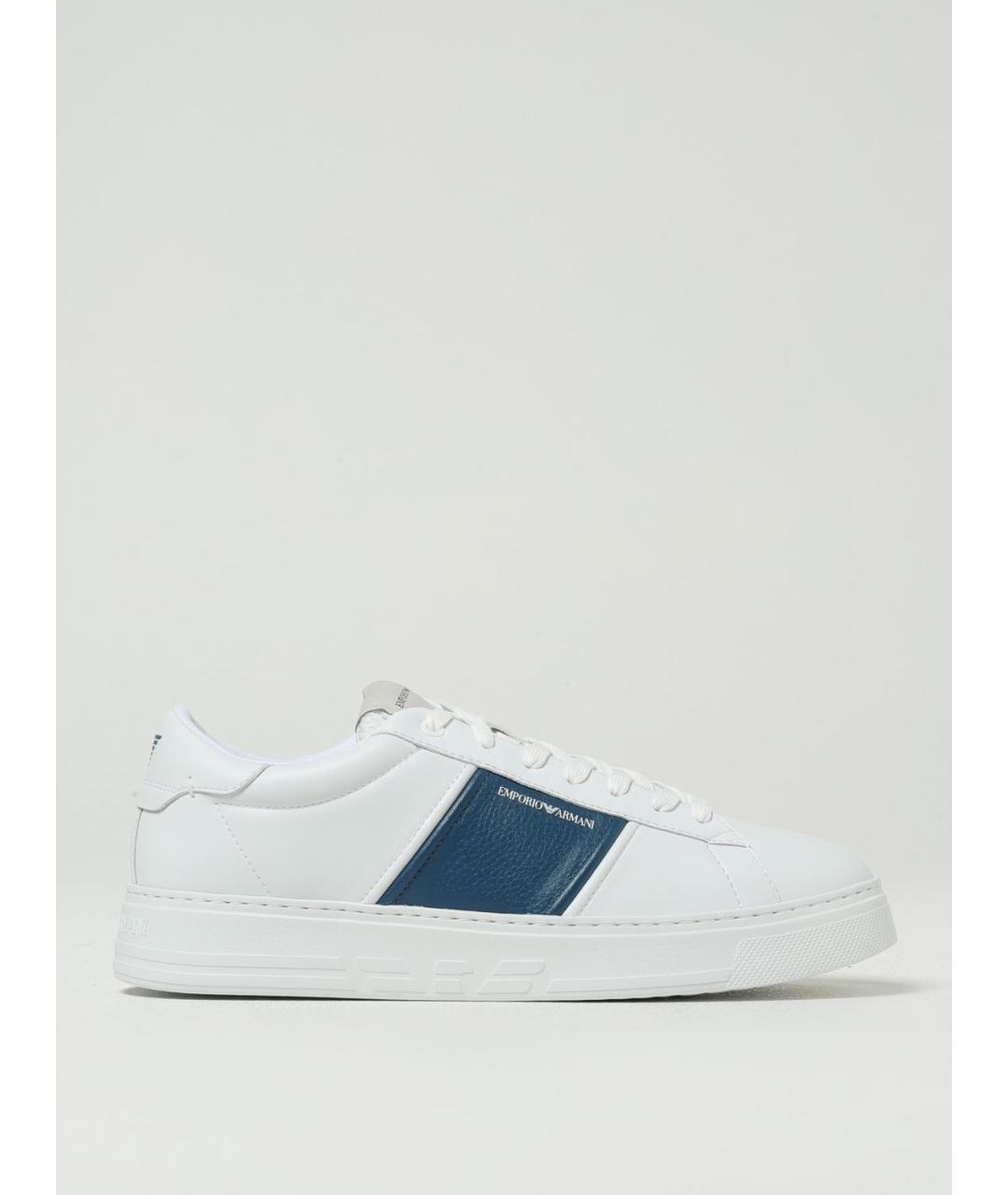 EMPORIO ARMANI Белые кожаные низкие кроссовки / кеды, фото 4