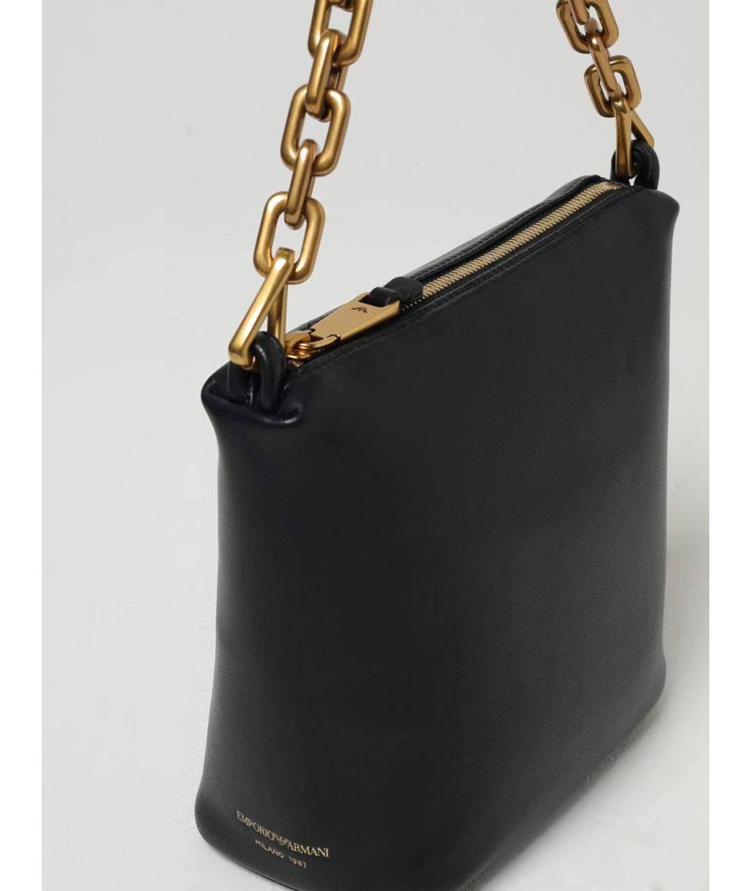 EMPORIO ARMANI Черная кожаная сумка через плечо, фото 3