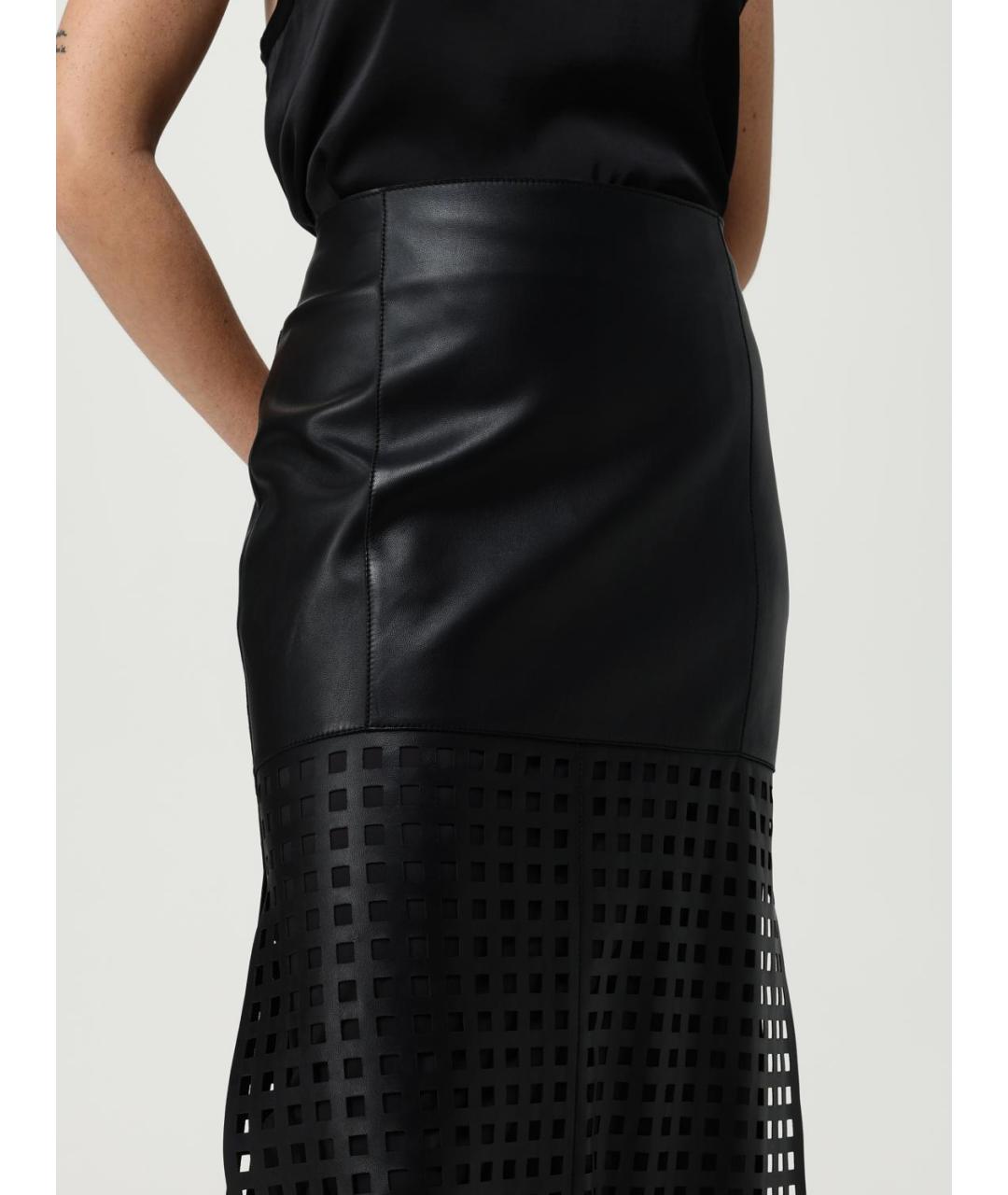 EMPORIO ARMANI Черная кожаная юбка макси, фото 5