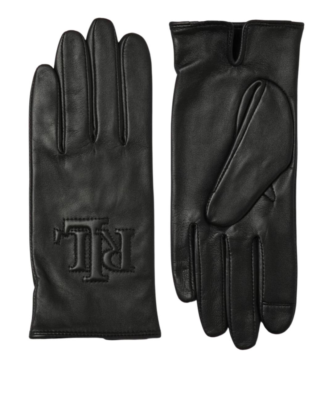 RALPH LAUREN Черные кожаные перчатки, фото 1
