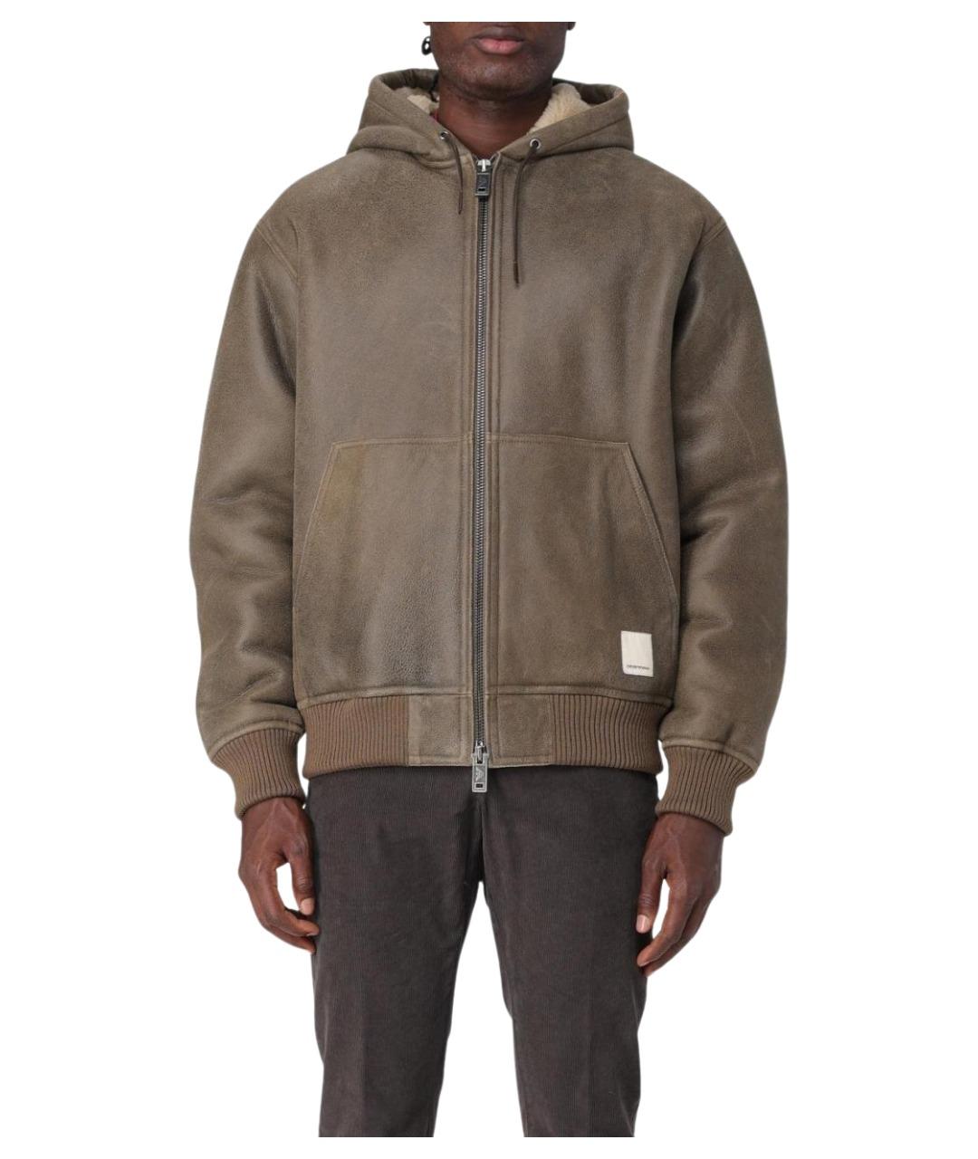 EMPORIO ARMANI Коричневая кожаная куртка, фото 1