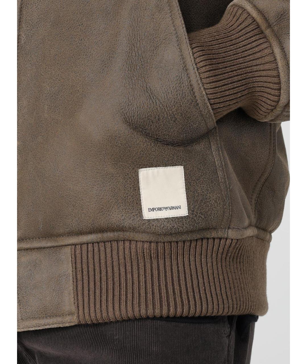 EMPORIO ARMANI Коричневая кожаная куртка, фото 4