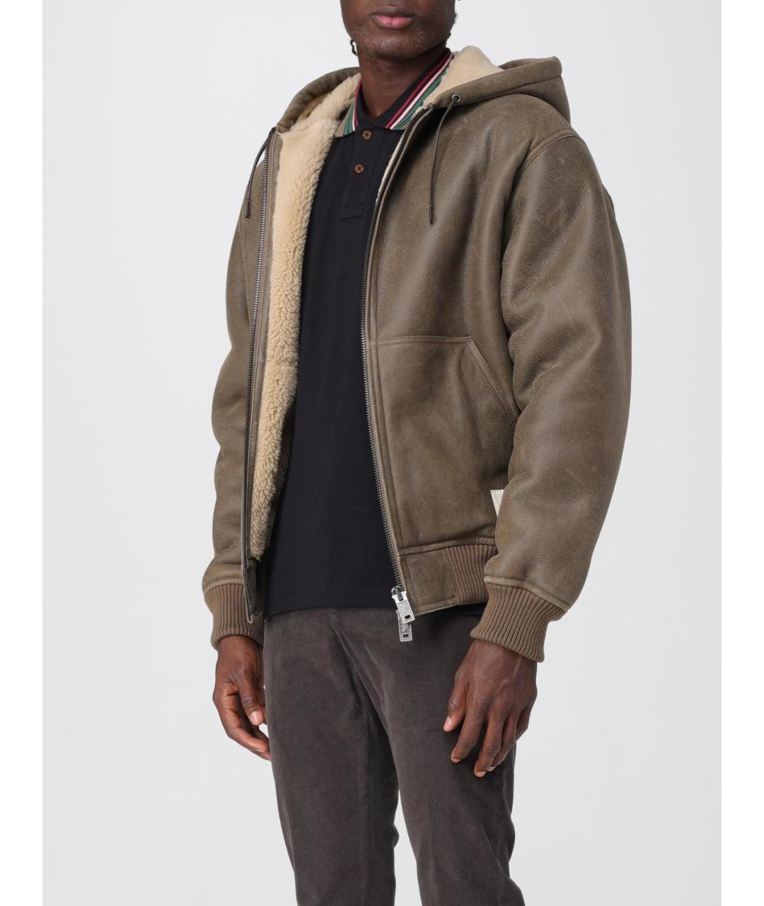 EMPORIO ARMANI Коричневая кожаная куртка, фото 3