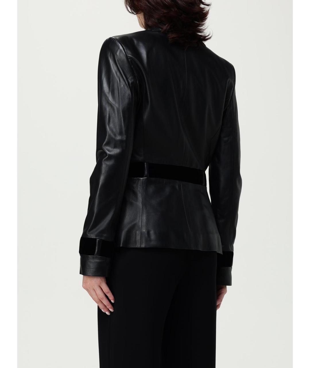 EMPORIO ARMANI Черный кожаный жакет/пиджак, фото 3