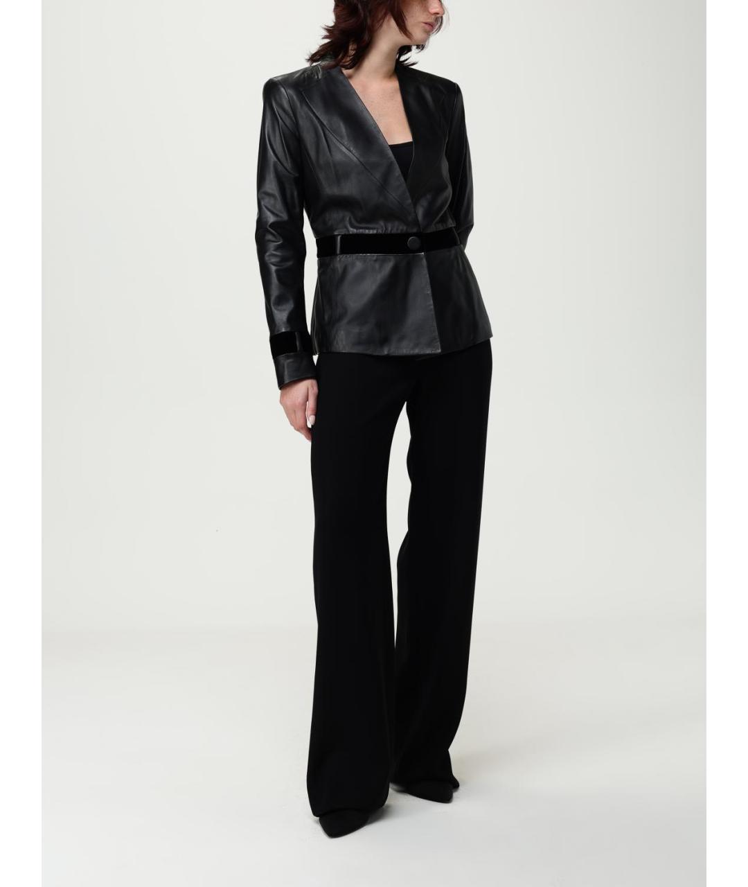 EMPORIO ARMANI Черный кожаный жакет/пиджак, фото 2