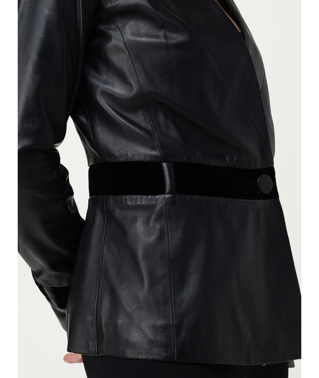 EMPORIO ARMANI Черный кожаный жакет/пиджак, фото 5