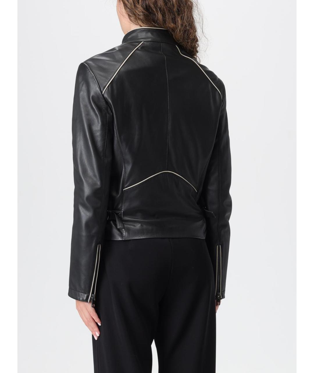 EMPORIO ARMANI Черная кожаная куртка, фото 3
