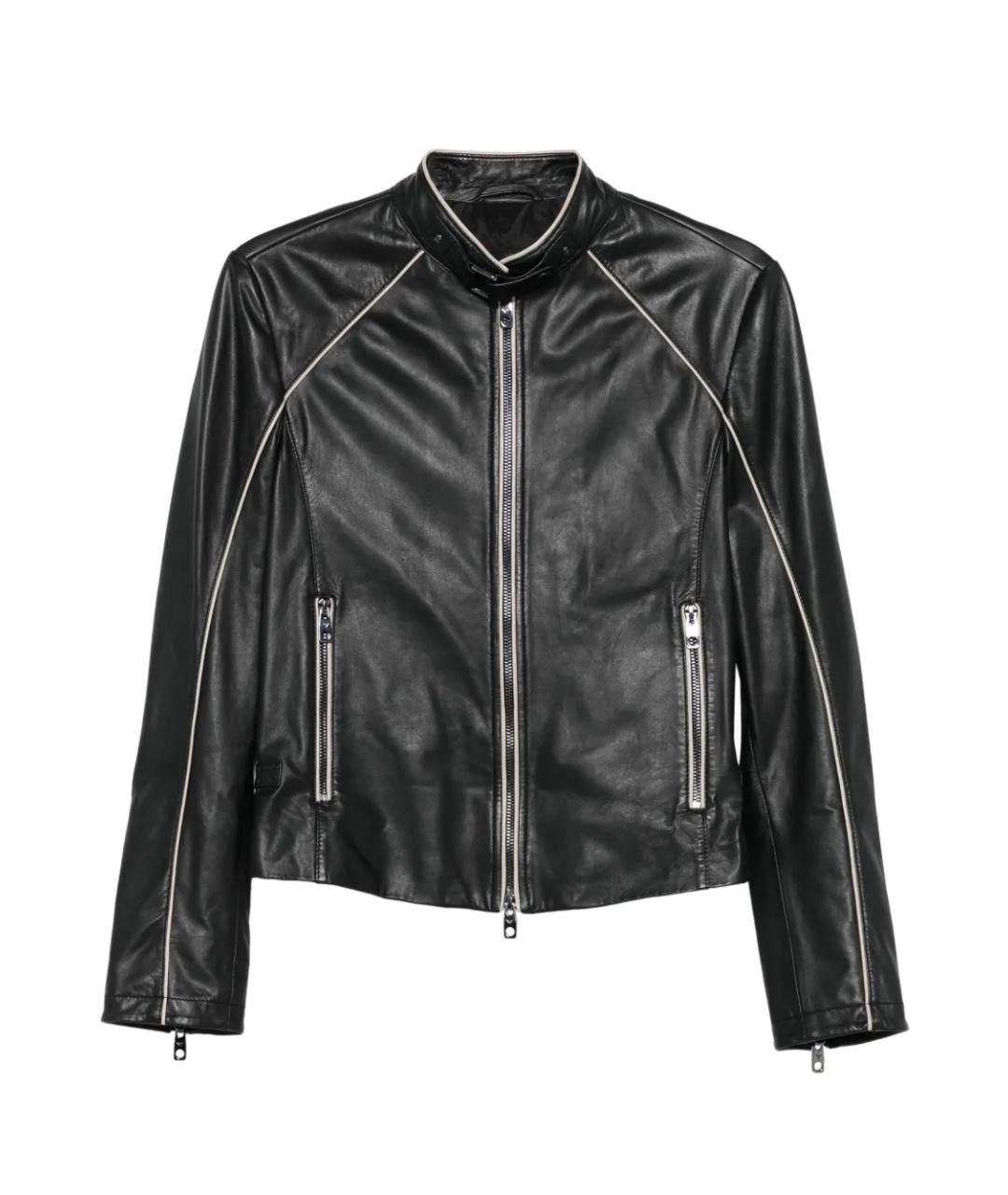 EMPORIO ARMANI Черная кожаная куртка, фото 1