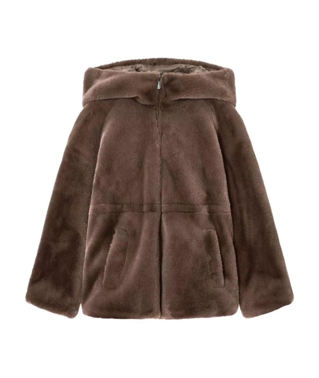 EMPORIO ARMANI Коричневая полиэстеровая шуба, фото 1