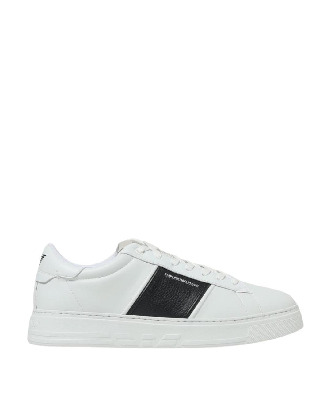 EMPORIO ARMANI Белые кожаные низкие кроссовки / кеды, фото 1