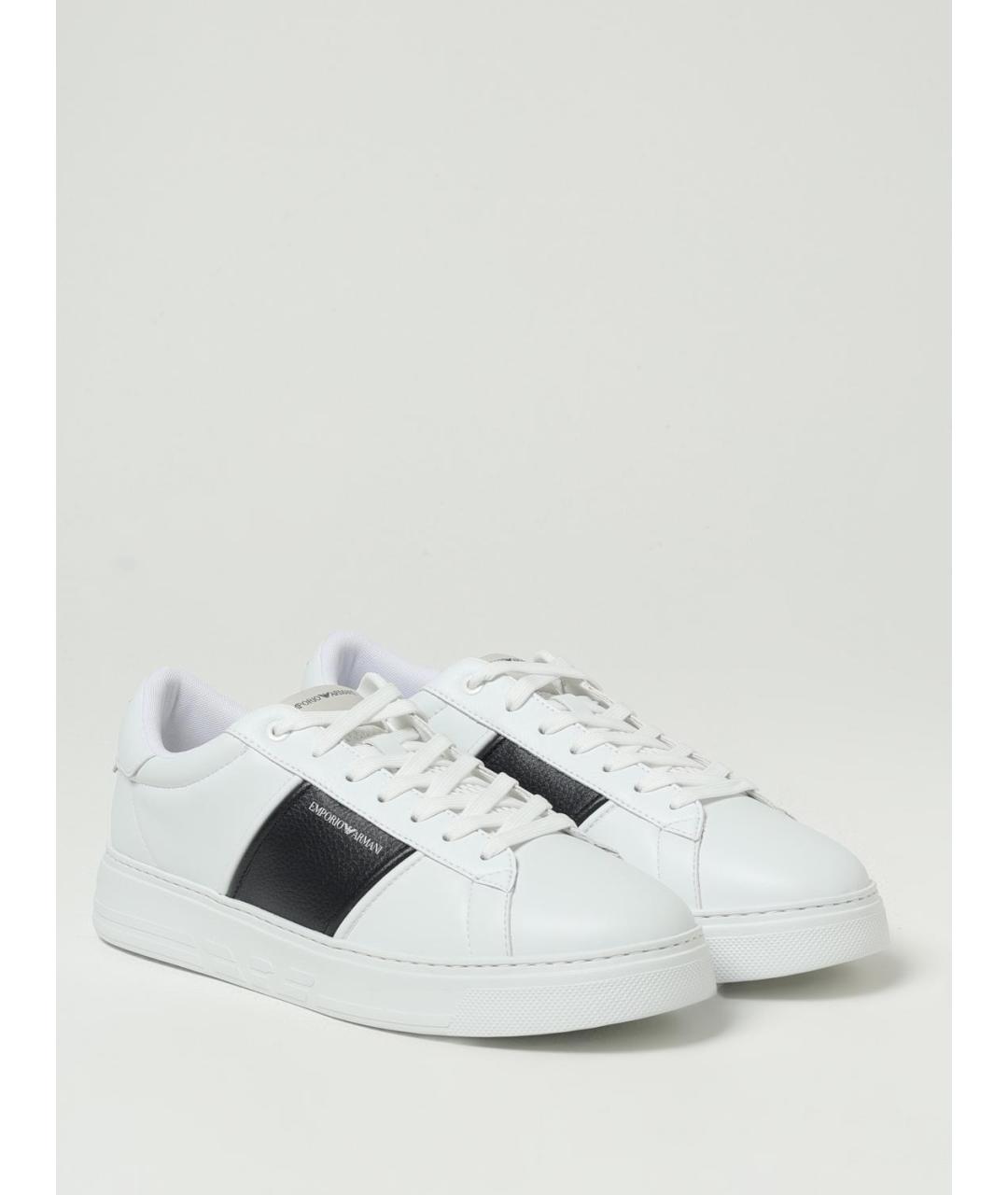 EMPORIO ARMANI Белые кожаные низкие кроссовки / кеды, фото 2