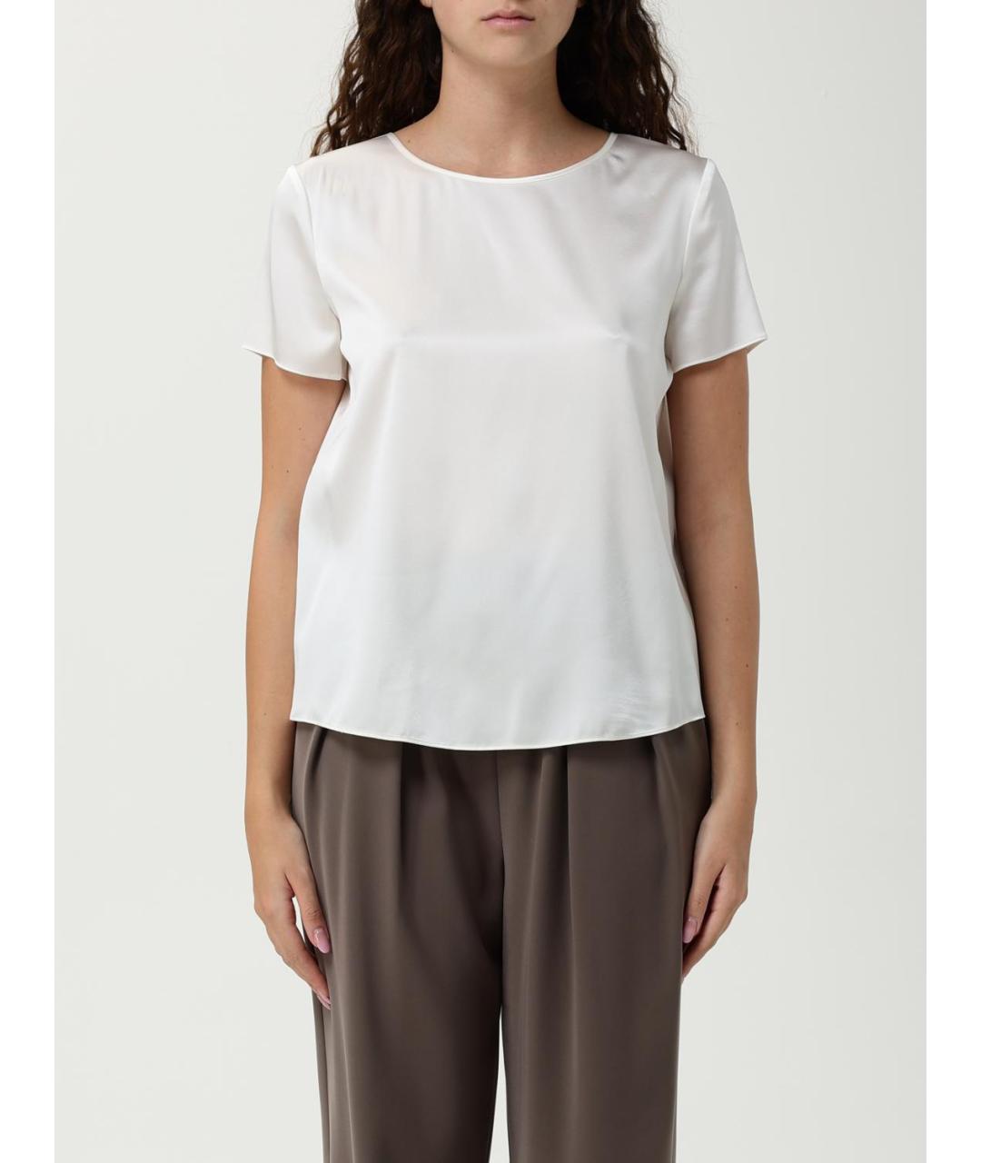 EMPORIO ARMANI Белая шелковая футболка, фото 5