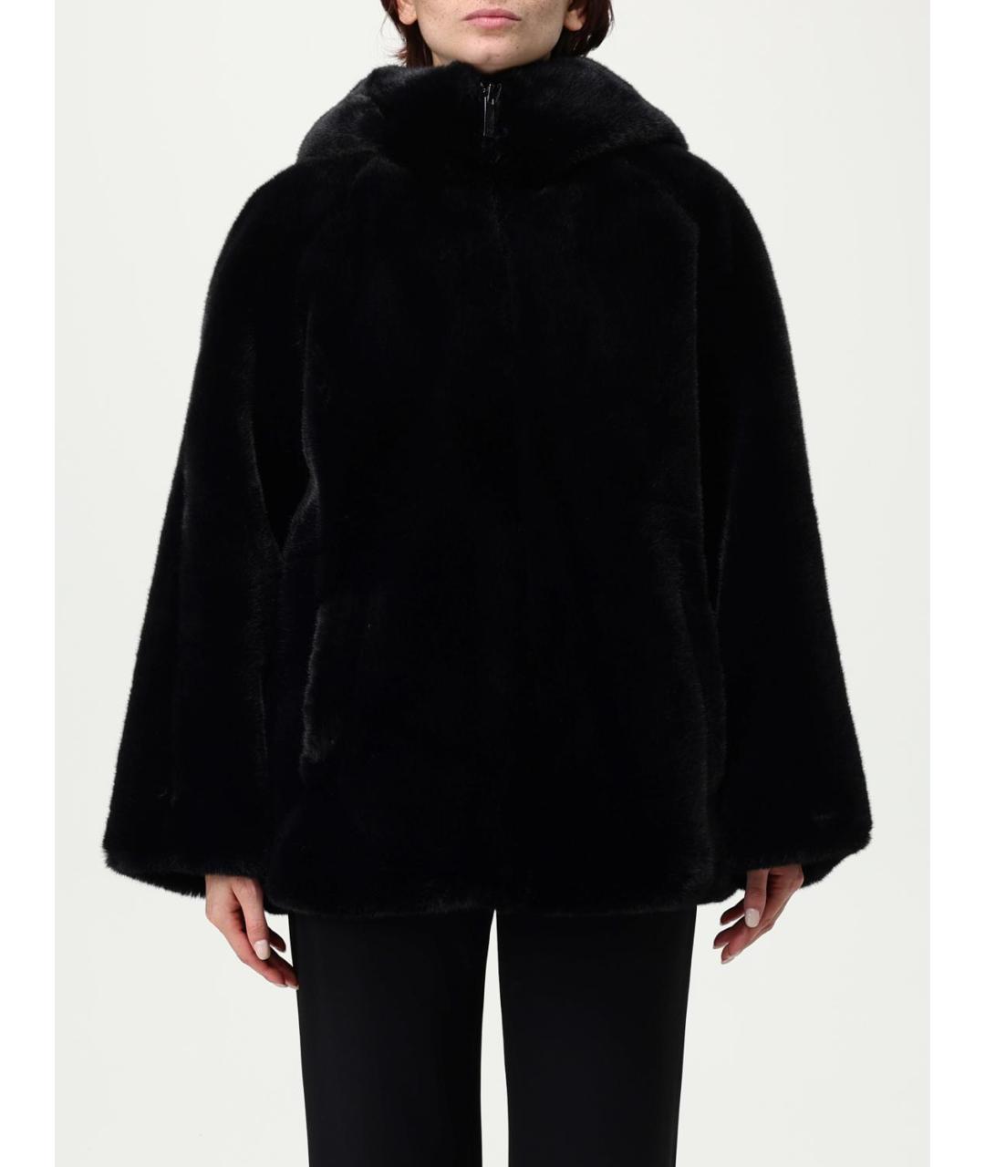 EMPORIO ARMANI Черная полиэстеровая шуба, фото 5