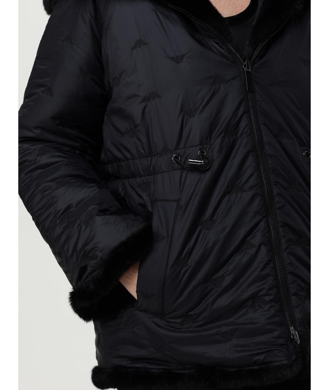 EMPORIO ARMANI Черная полиэстеровая шуба, фото 4