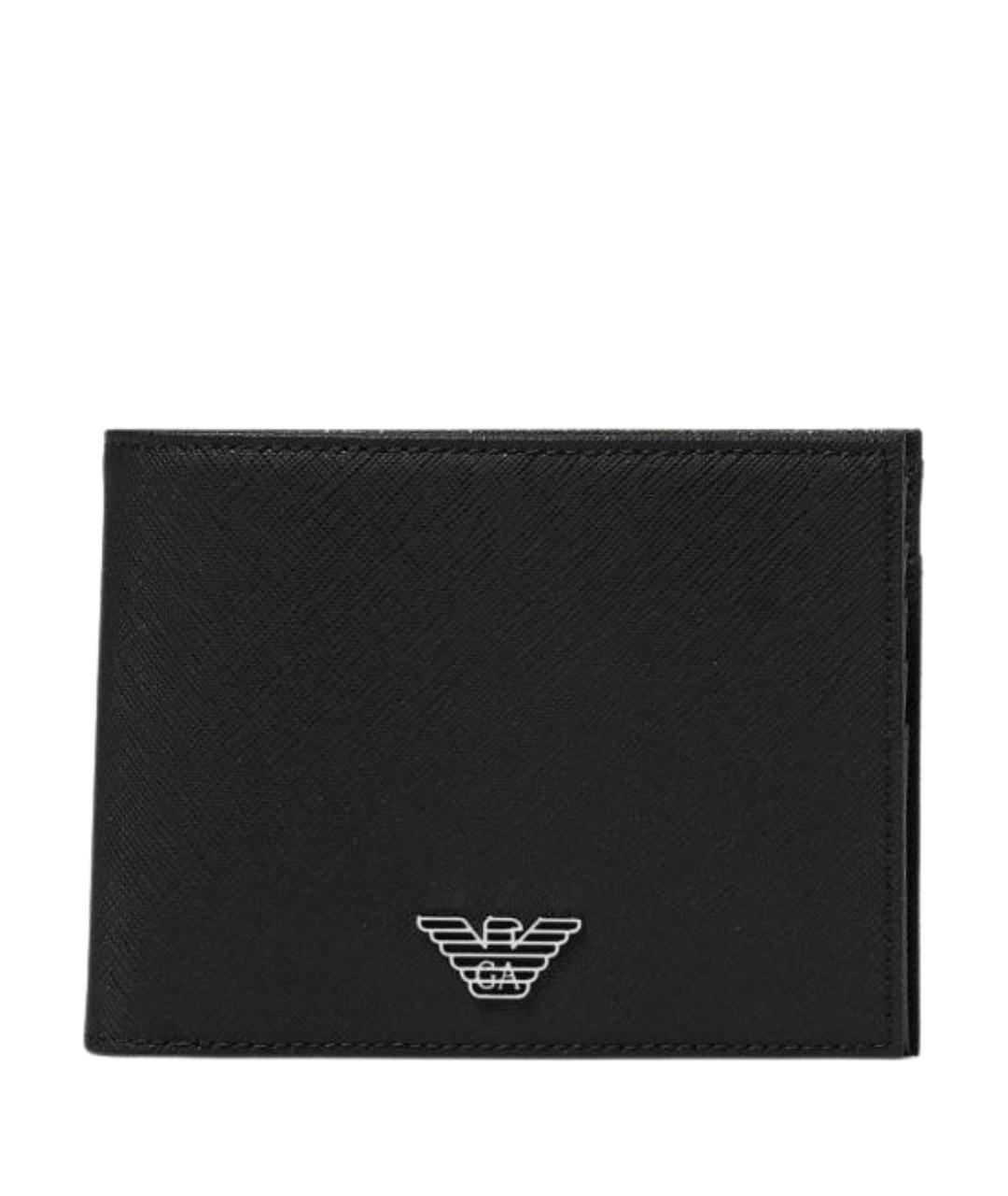 EMPORIO ARMANI Черный кожаный кошелек, фото 1