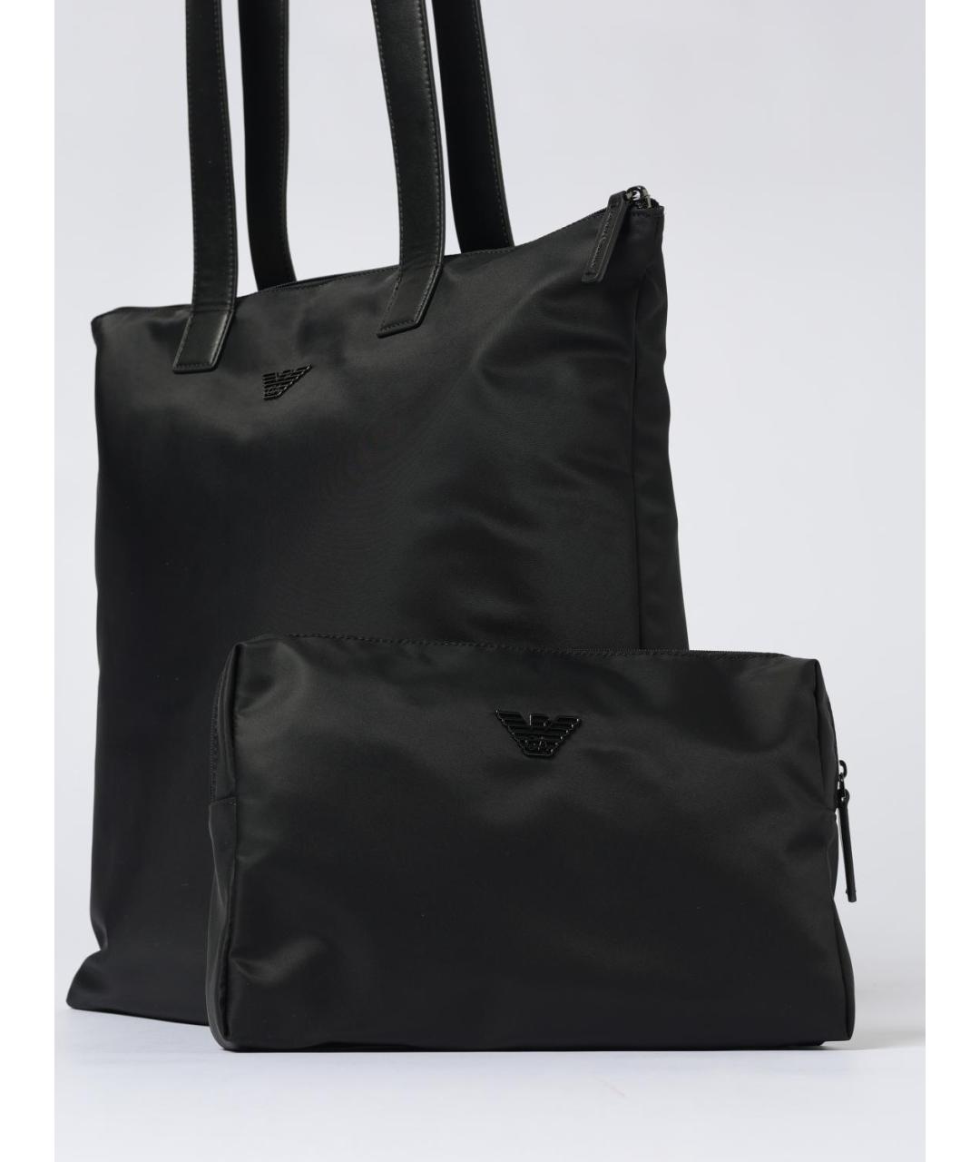 EMPORIO ARMANI Черная синтетическая сумка тоут, фото 3