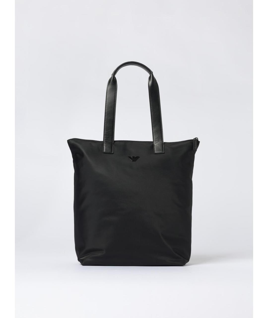 EMPORIO ARMANI Черная синтетическая сумка тоут, фото 4
