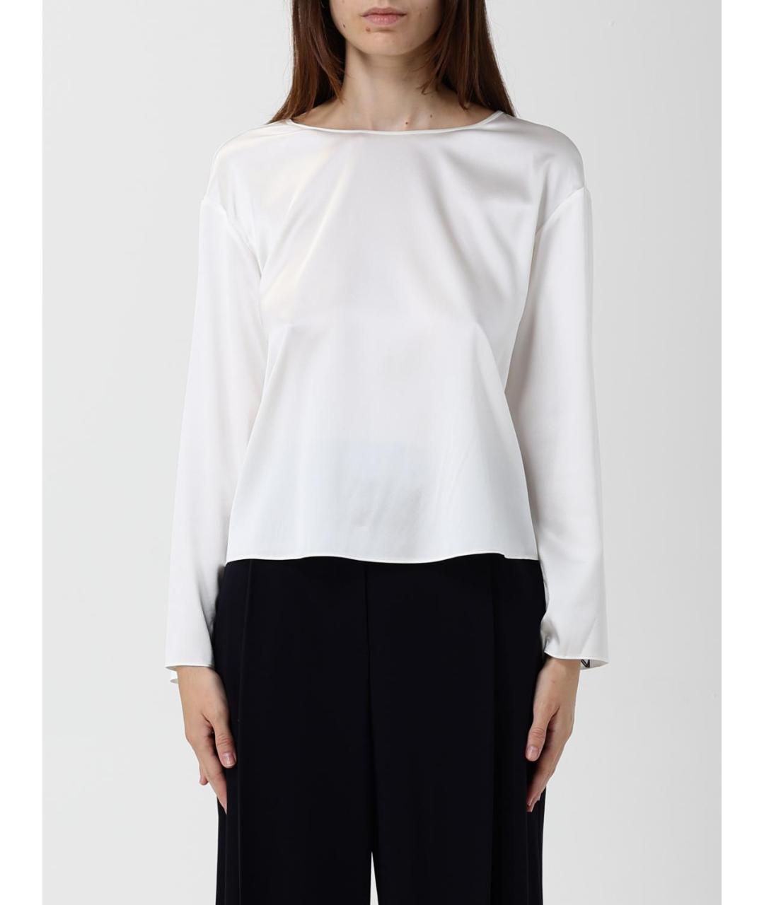 EMPORIO ARMANI Белая шелковая блузы, фото 2