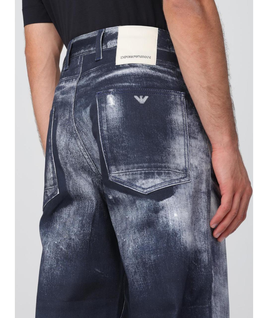 EMPORIO ARMANI Синие хлопковые прямые джинсы, фото 3