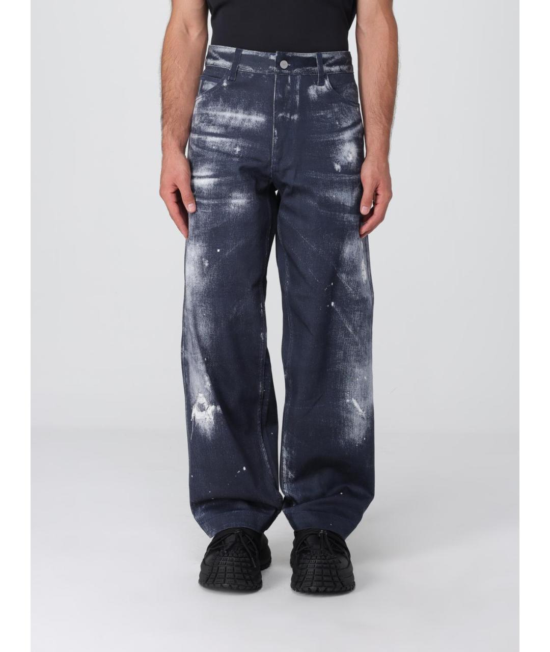 EMPORIO ARMANI Синие хлопковые прямые джинсы, фото 4