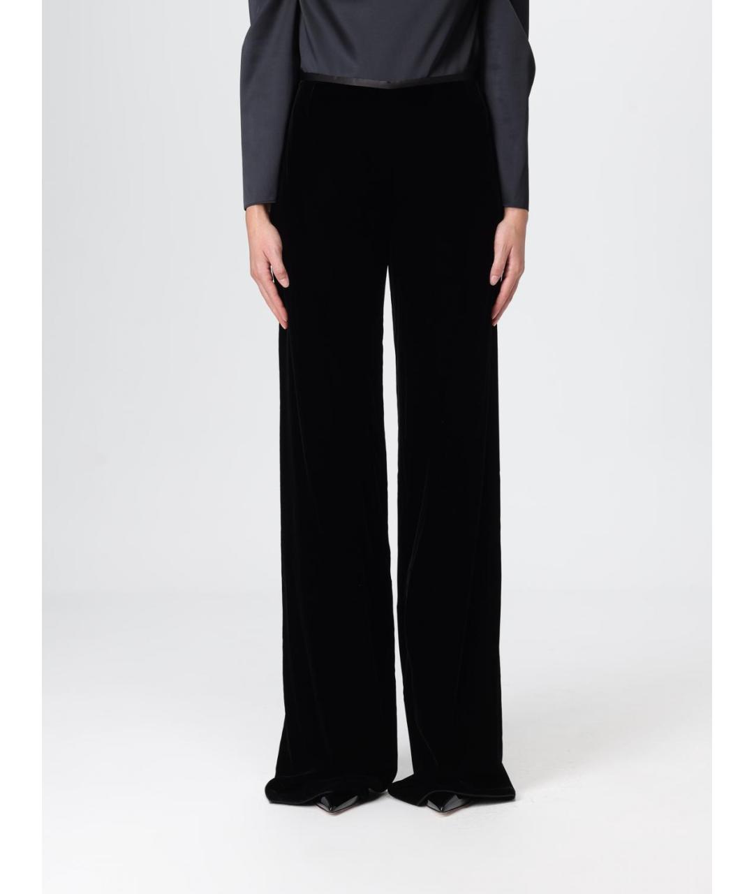 EMPORIO ARMANI Черные вискозные прямые брюки, фото 4