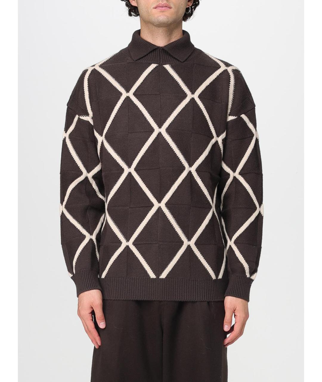 EMPORIO ARMANI Коричневый шерстяной джемпер / свитер, фото 5