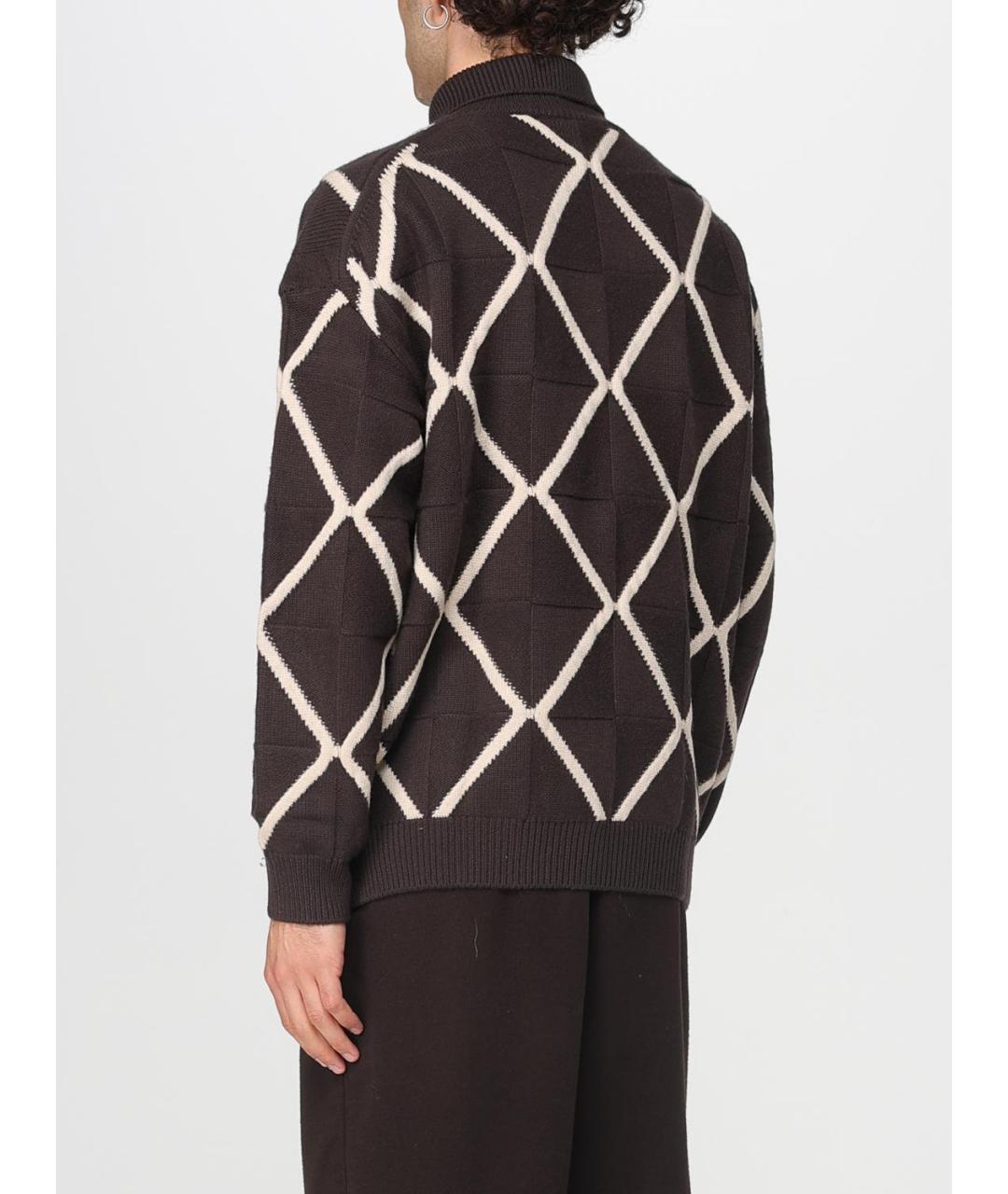 EMPORIO ARMANI Коричневый шерстяной джемпер / свитер, фото 3