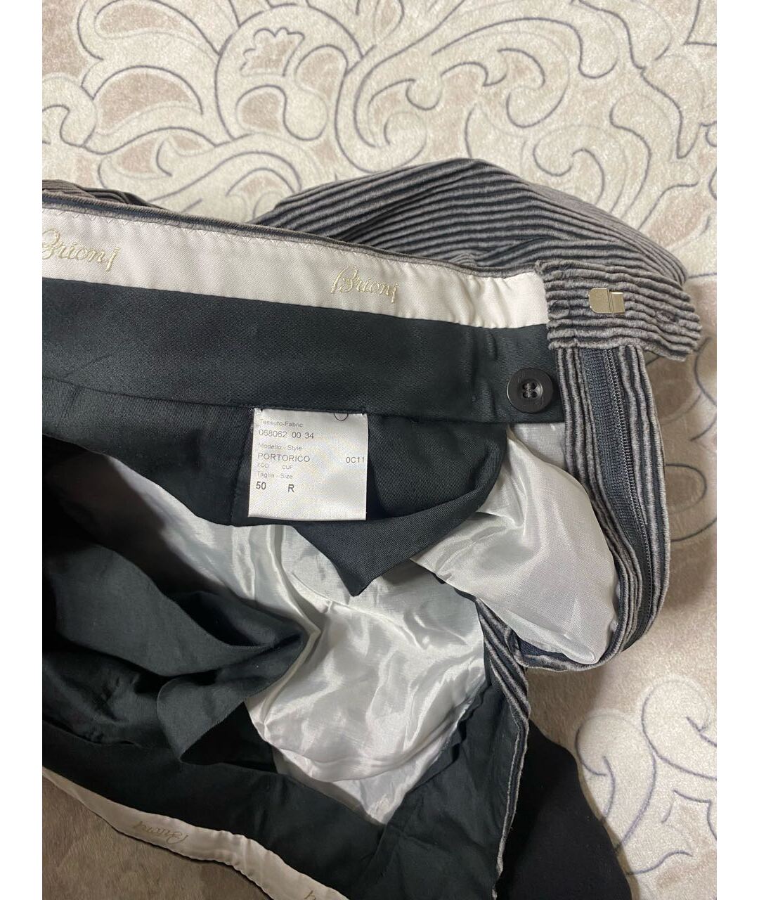 BRIONI Антрацитовые велюровые повседневные брюки, фото 4