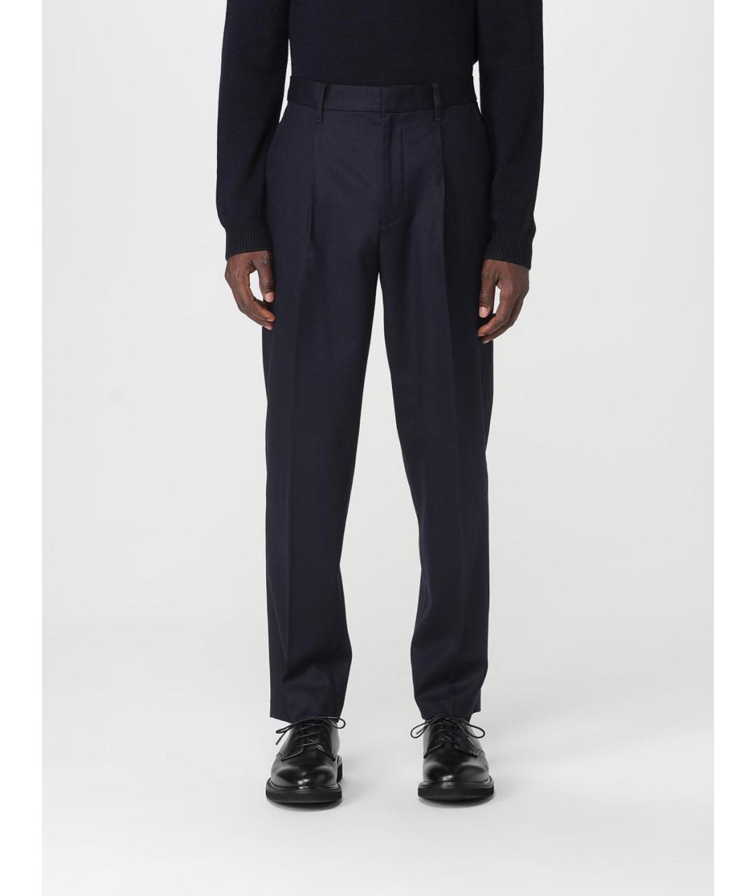 EMPORIO ARMANI Синие шерстяные повседневные брюки, фото 4