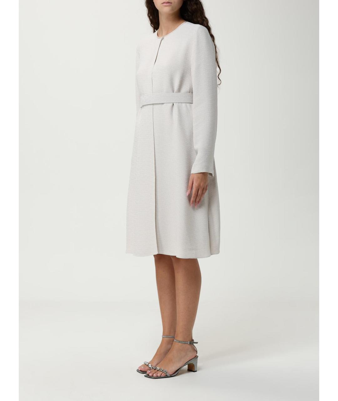 EMPORIO ARMANI Бежевое вискозное повседневное платье, фото 3