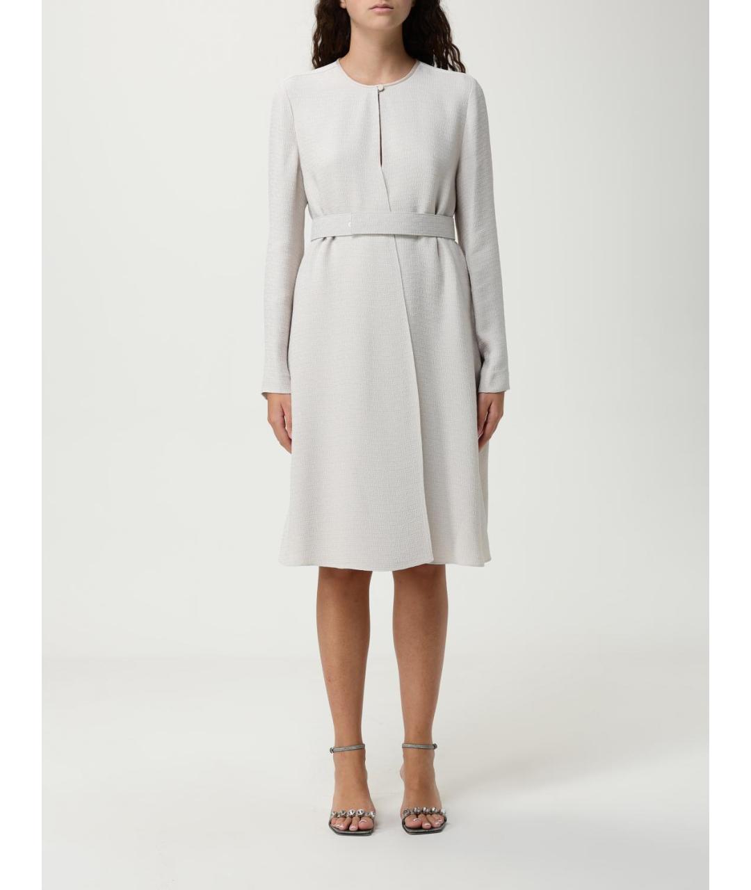 EMPORIO ARMANI Бежевое вискозное повседневное платье, фото 5