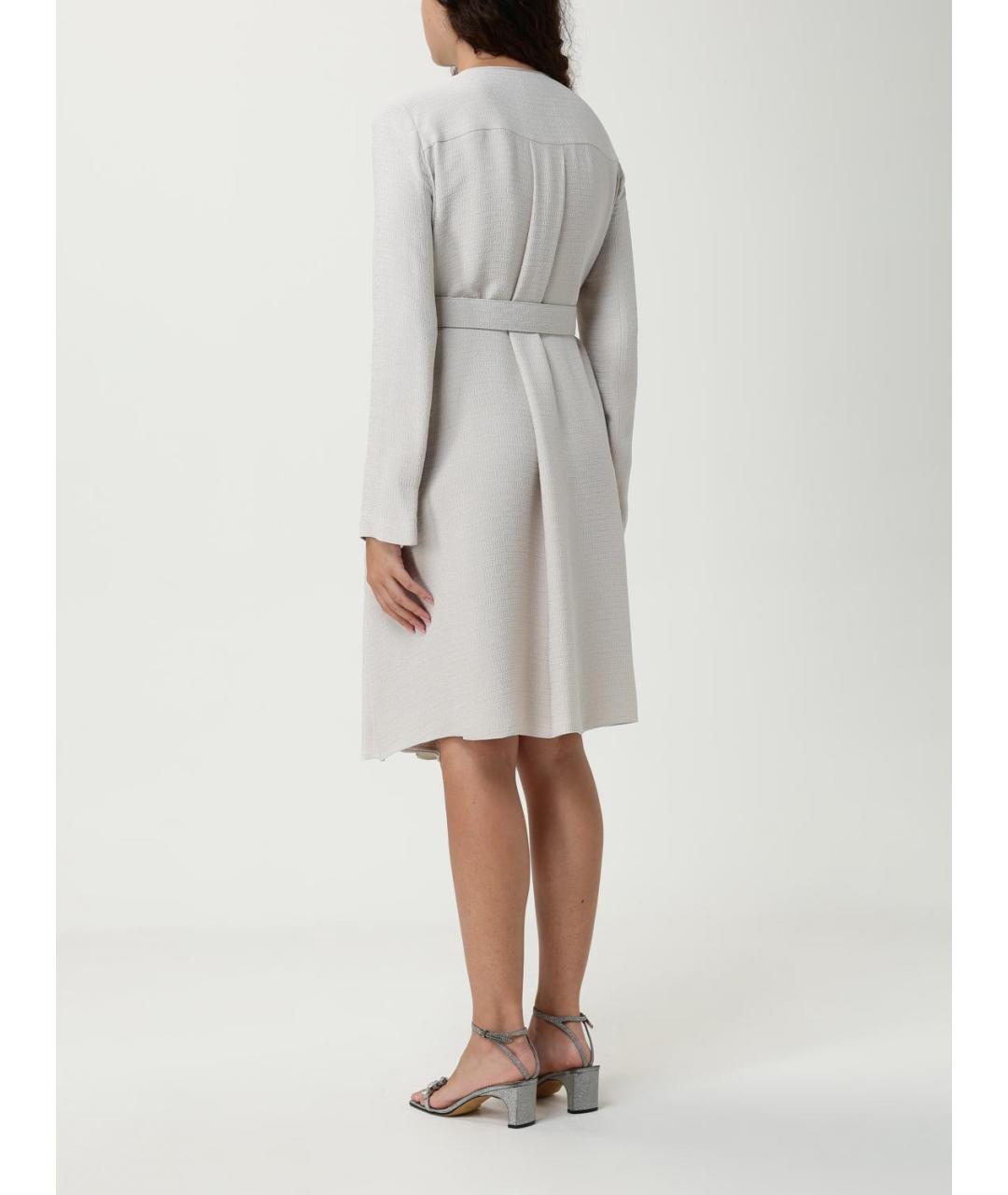 EMPORIO ARMANI Бежевое вискозное повседневное платье, фото 2