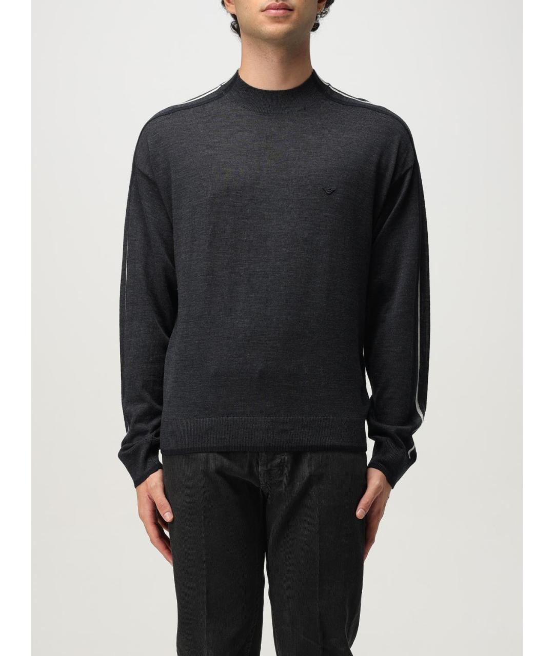 EMPORIO ARMANI Антрацитовый шерстяной джемпер / свитер, фото 4
