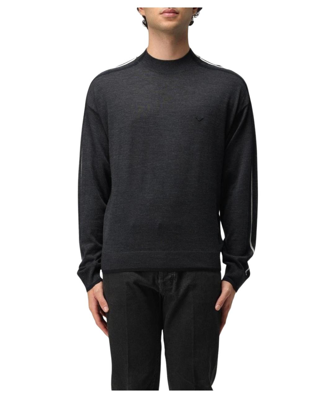 EMPORIO ARMANI Антрацитовый шерстяной джемпер / свитер, фото 1