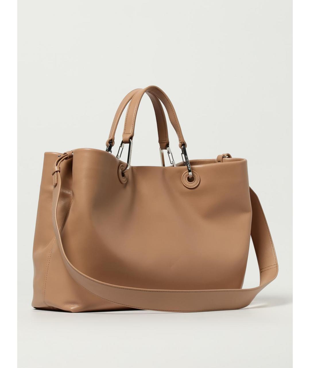EMPORIO ARMANI Коричневая кожаная сумка тоут, фото 2