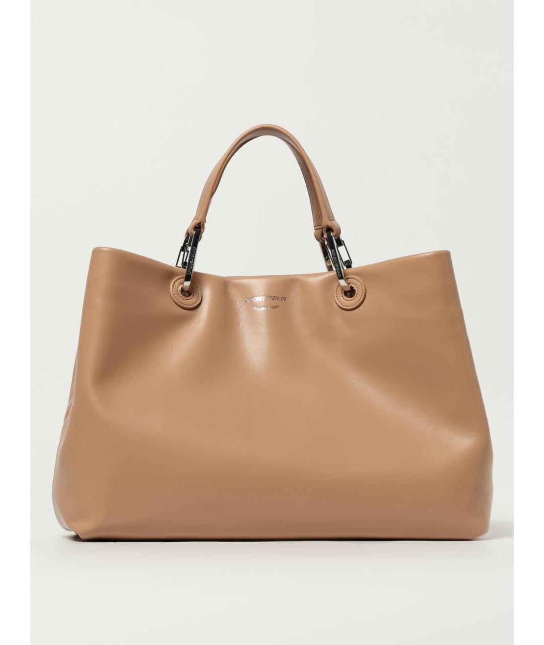 EMPORIO ARMANI Коричневая кожаная сумка тоут, фото 4