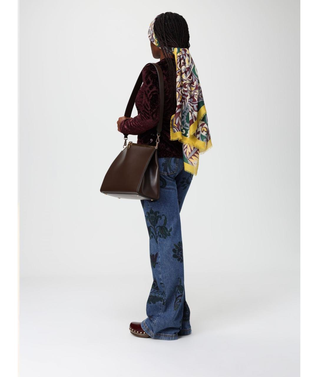 ETRO Коричневая кожаная сумка через плечо, фото 2