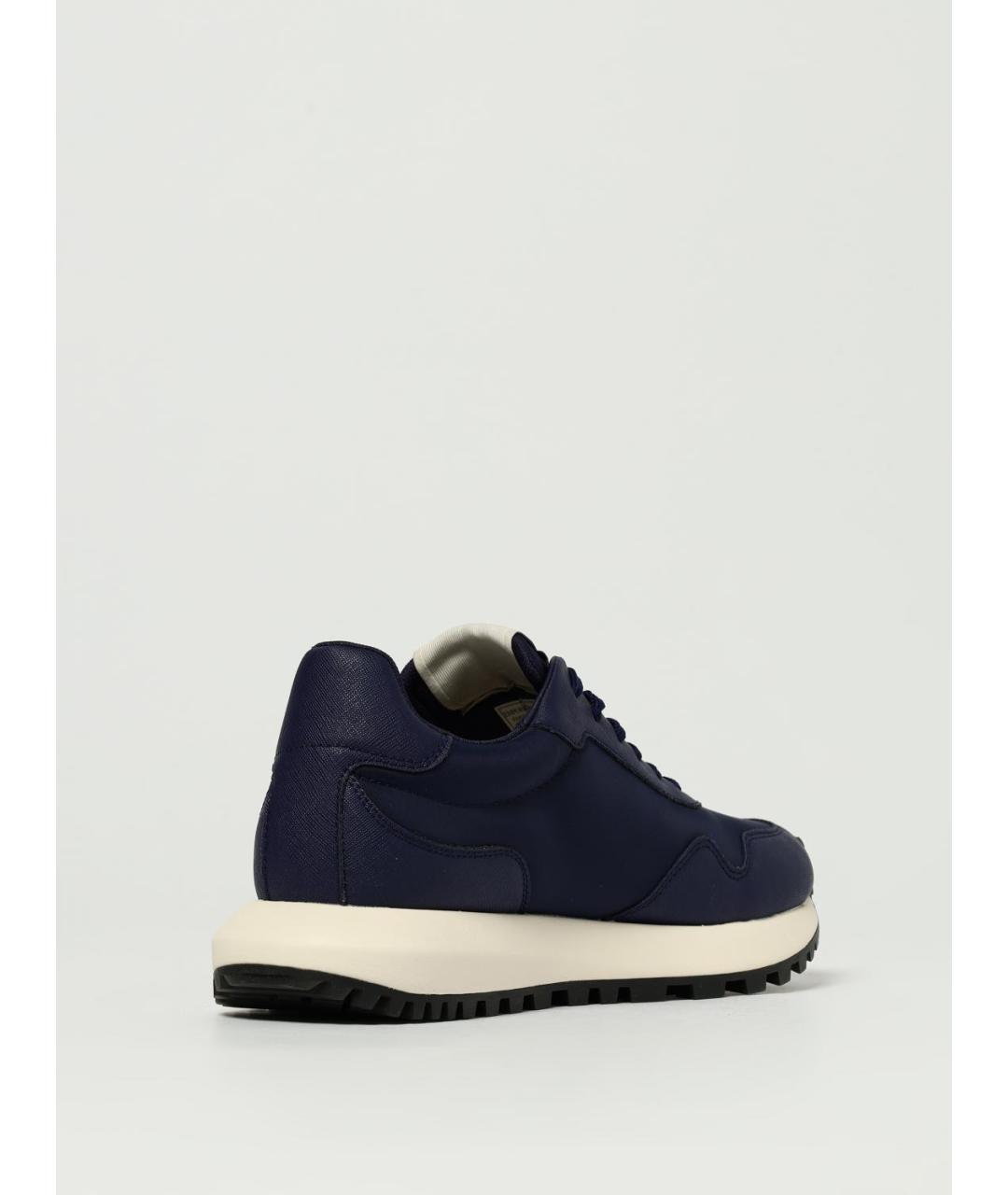 EMPORIO ARMANI Темно-синие кожаные низкие кроссовки / кеды, фото 3