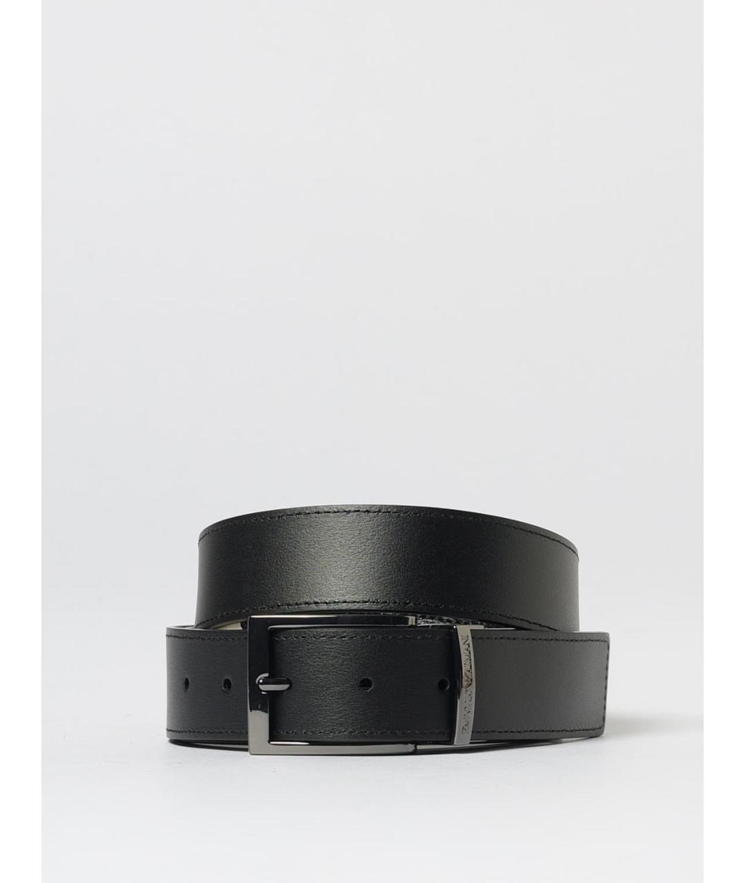 EMPORIO ARMANI Черный кожаный ремень, фото 2