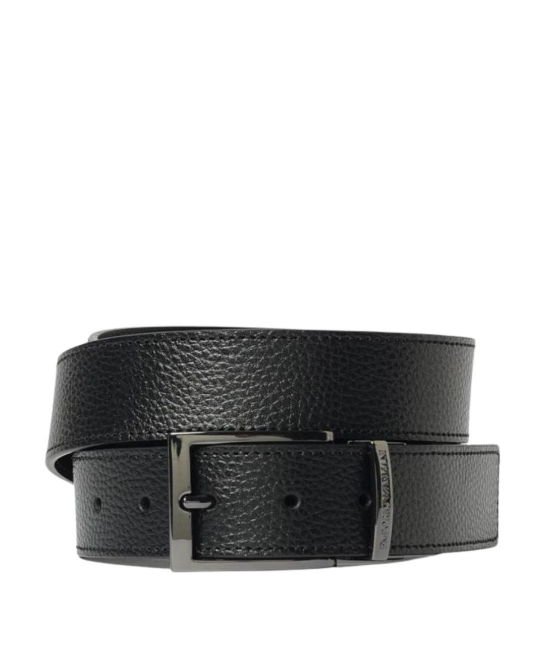 EMPORIO ARMANI Черный кожаный ремень, фото 1