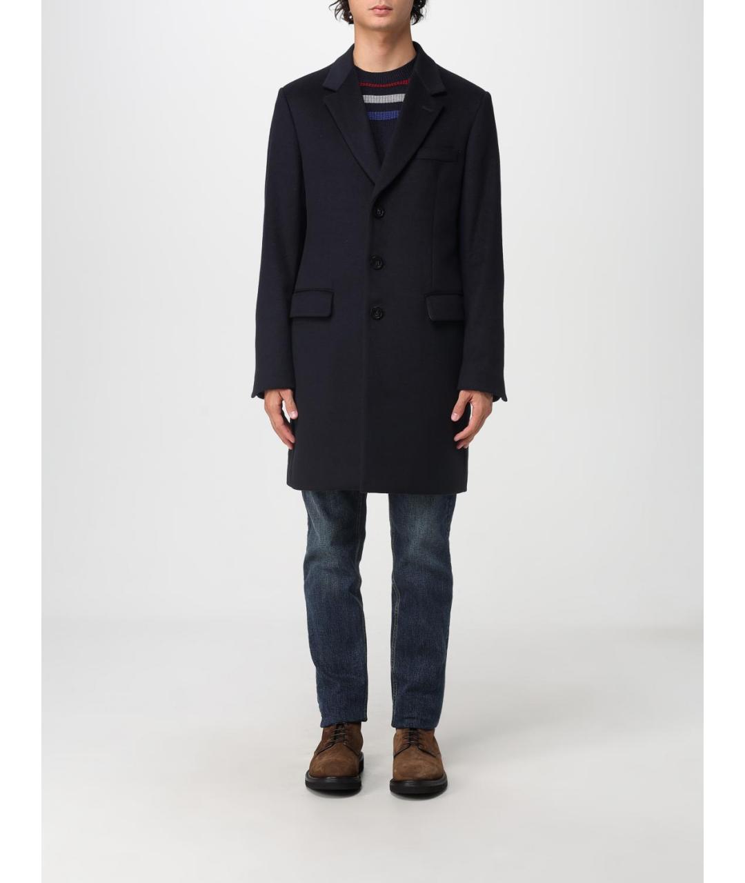 EMPORIO ARMANI Темно-синее шерстяное пальто, фото 5
