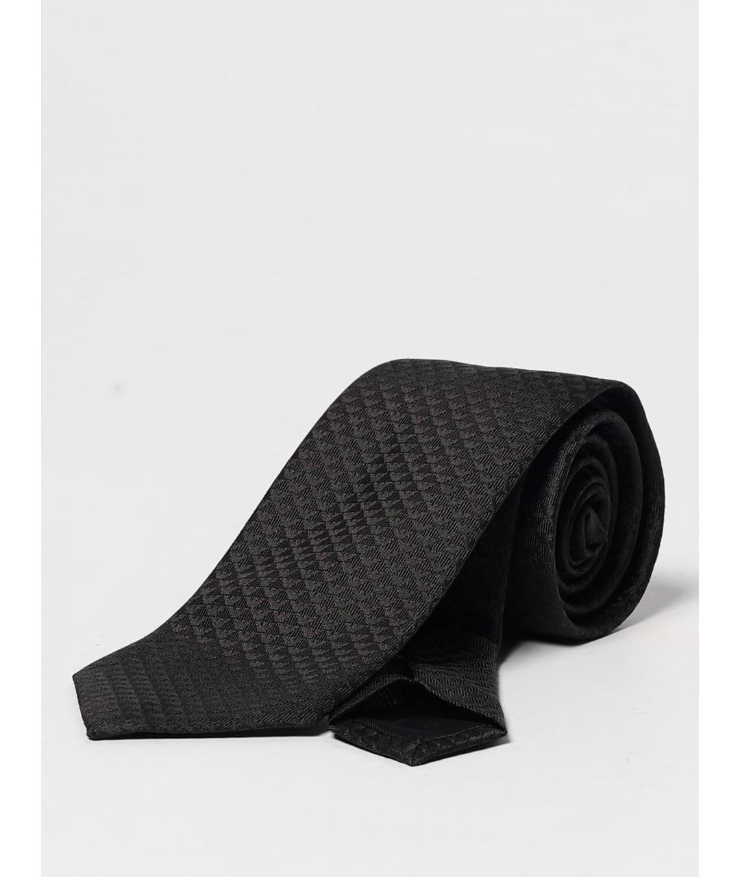 EMPORIO ARMANI Черный шелковый галстук, фото 3