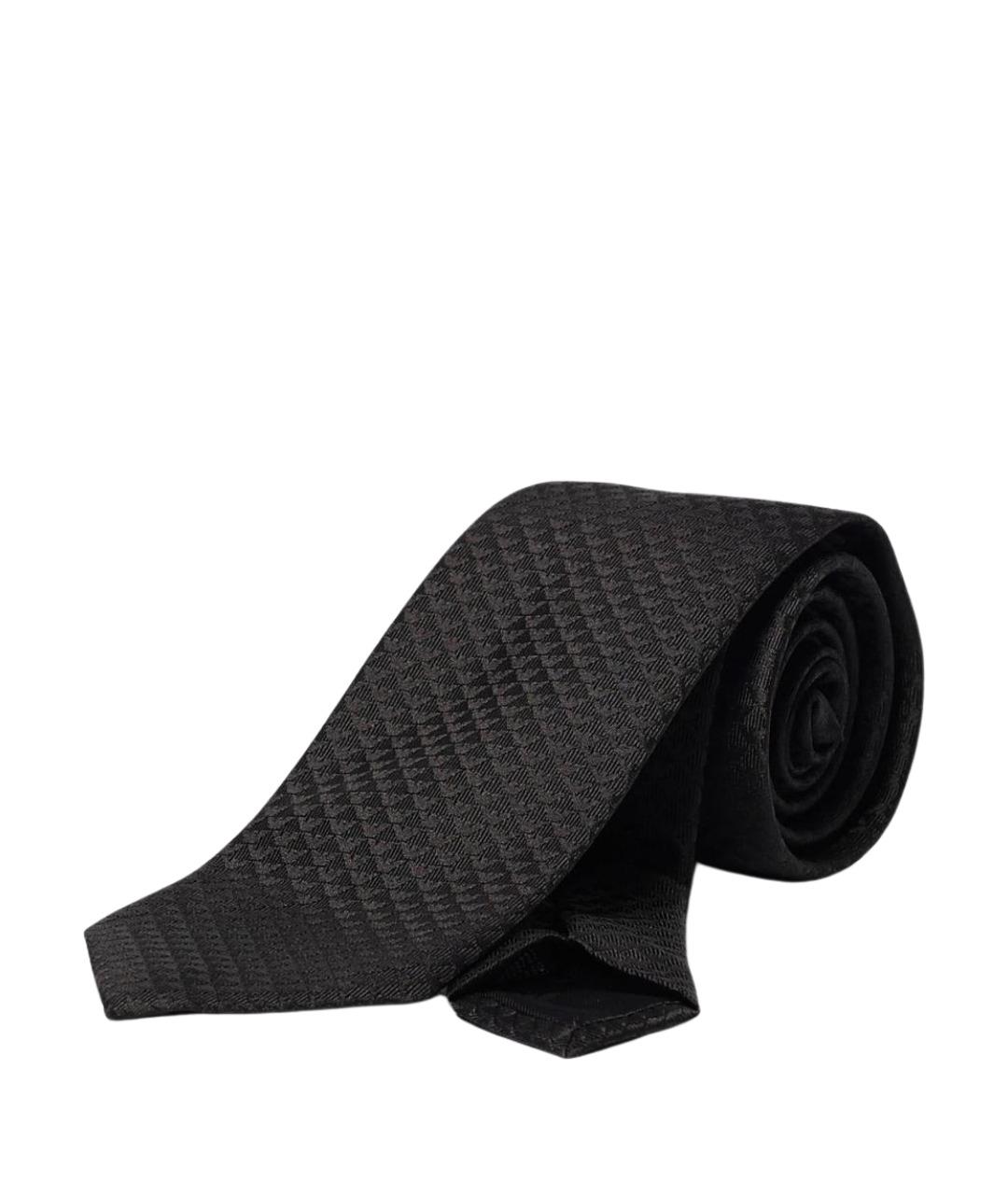 EMPORIO ARMANI Черный шелковый галстук, фото 1